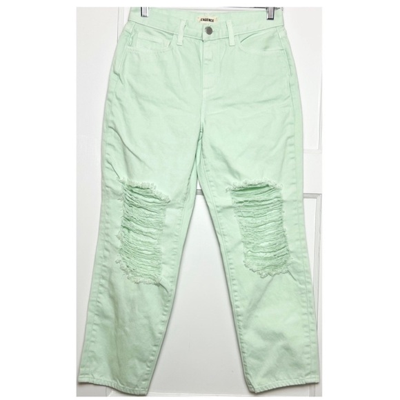 NWT L'AGENCE 90s High Rise Mint Distressed Denim Cropped Straight Leg Jean 25 - Picture 3 of 6
